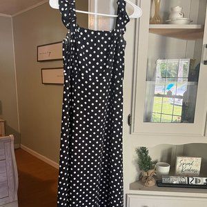 Altar'd State Long Navy Polka Dot Dress